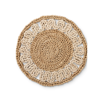 Thumbnail for Palma round braided placemat in two tone natural maize with looped border, 33cm