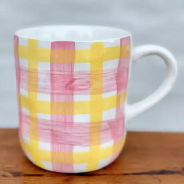 Mug - Pink & Yellow Gingham