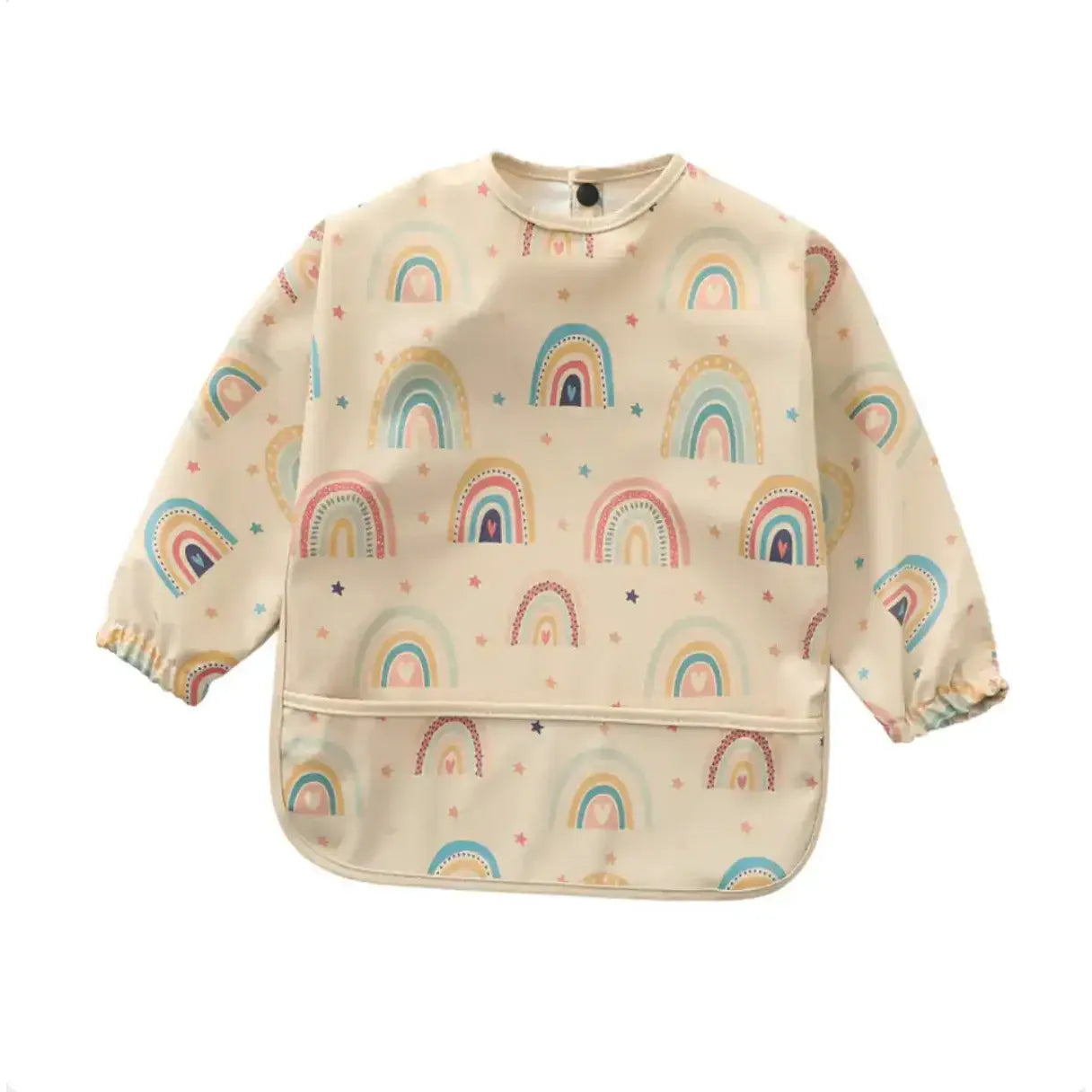 Baby Smock Bib - Beige Rainbow-baby-gift-House-of-Dudley