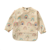 Thumbnail for Baby Smock Bib - Beige Rainbow-baby-gift-House-of-Dudley