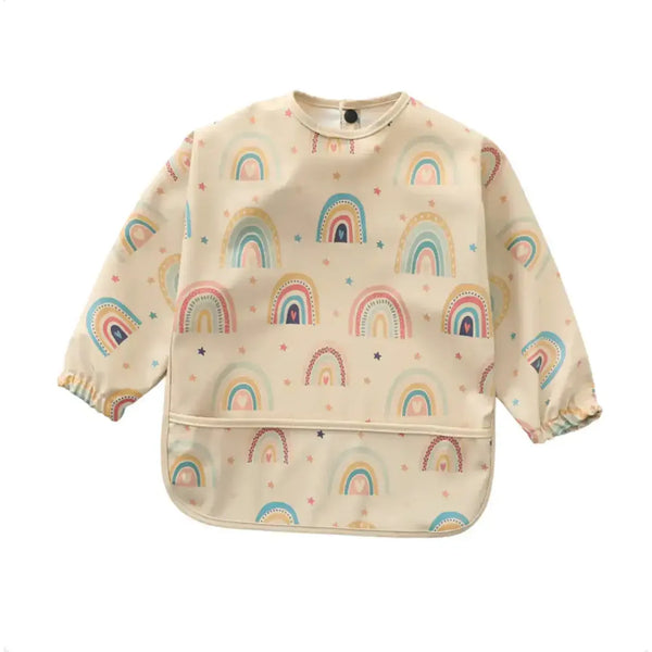 Baby Smock Bib - Beige Rainbow-baby-gift-House-of-Dudley