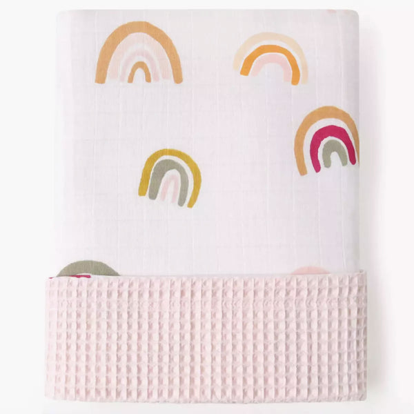 Baby Waffle Blanket - Pink Rainbow-baby-gift-House-of-Dudley