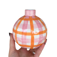 Thumbnail for Bud Vase Round - Pink & Orange Gingham-decorative-vase-House-of-Dudley