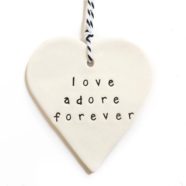 Ceramic Heart Tag - love adore forever – High quality House of Dudley homewares