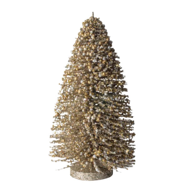Champagne Glow tabletop Christmas tree in shimmering champagne gold, large
