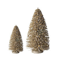 Thumbnail for Champagne Glow tabletop Christmas trees, medium 30cm and large 48cm, side by side