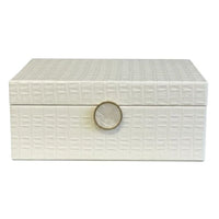 Thumbnail for Cream White Decorative Jewellery Box - Mother of Pearl Latch - Large