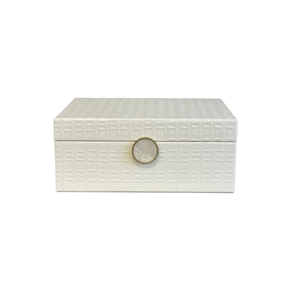 Cream White Decorative Jewellery Box - Mother of Pearl Latch - Small