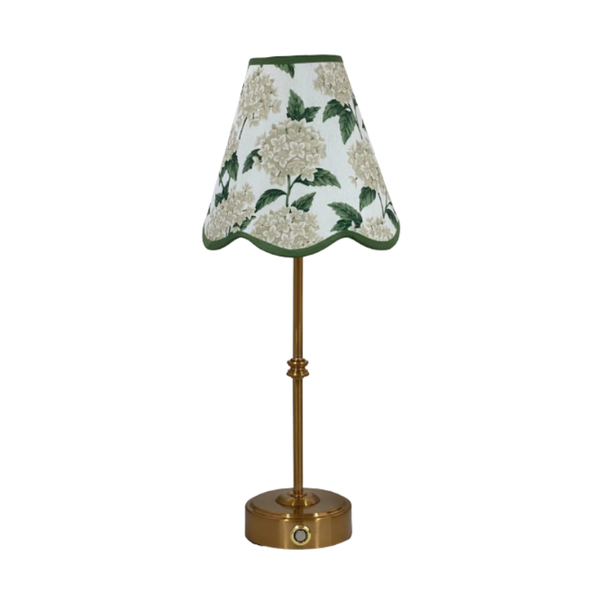 Cream Hydrangea Scallop USB Table Lamp with Gold Base