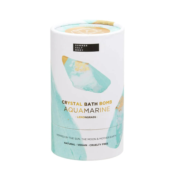 Crystal Bath Bomb - Aquamarine - Lemongrass-wellness-gift-House-of-Dudley