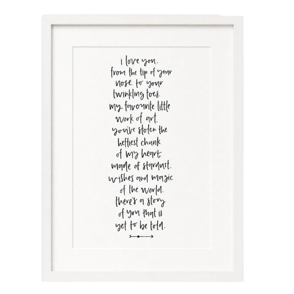 There's A Story of You art print in a white frame, A3