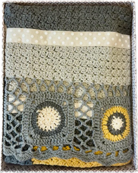 Thumbnail for Hand crochet blanket in dusty grey and mustard