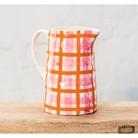 Thumbnail for Jug - Rose Pink & Orange Gingham – High quality House of Dudley homewares