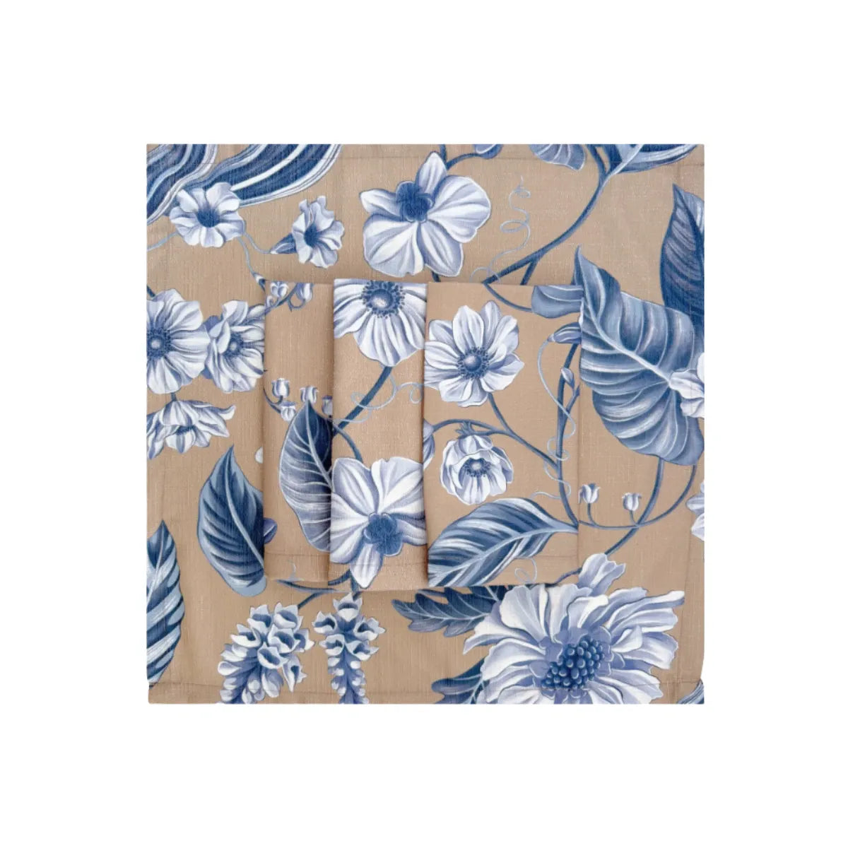 Lux and Beau Napkins set of 4 Floral Navy and Biscuit