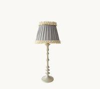 Thumbnail for Audrey Grey and Cream Ruffle Lamp Shade on Ivory Stand