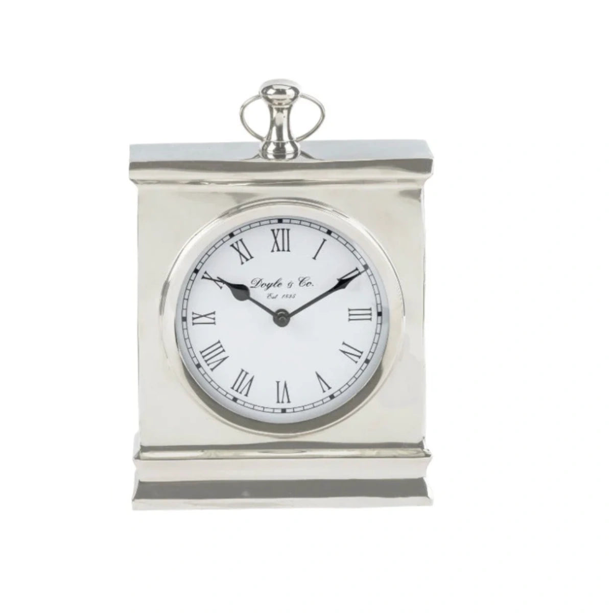 Mantle clock rectangle white face shiny large