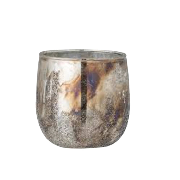 Milagro silver glass votive by Bloomingville with an antiqued finish, 12cm