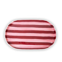 Thumbnail for Noss & Co Ceramic Oval Platter | Pink & Burgundy Stripe