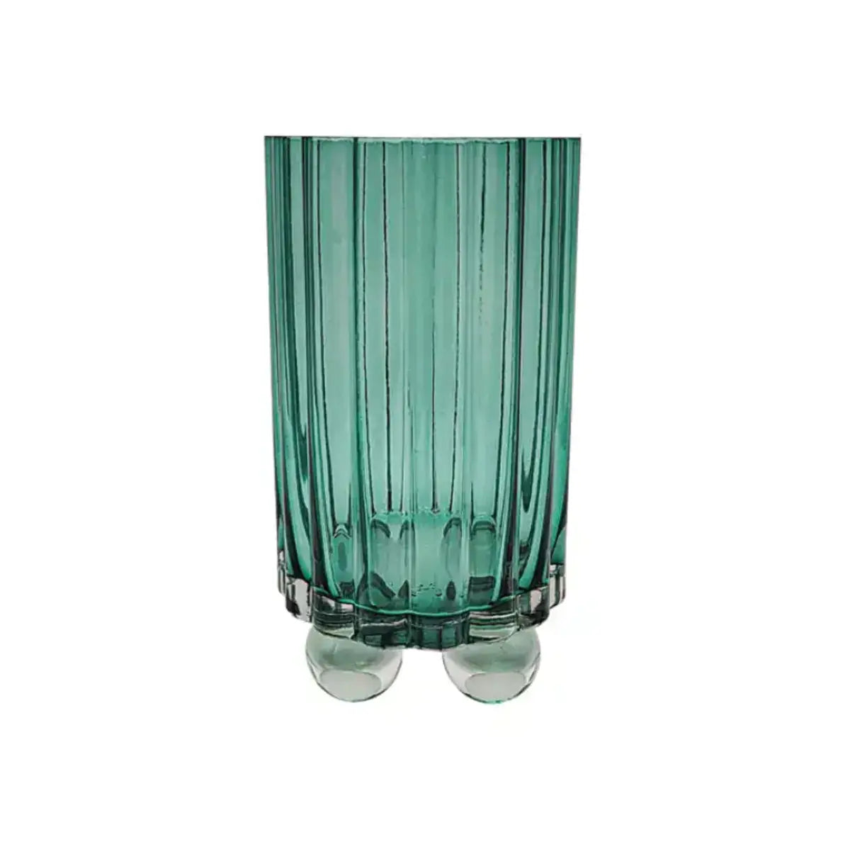 Olan Glass Ribbed Hurricane Emerald – High quality House of Dudley homewares