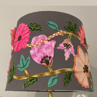 Thumbnail for Palm Tree Table Lamp with Azalea Shade, alternate view of the embroidered azalea shade