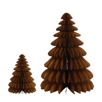 Thumbnail for Tan honeycomb paper Christmas trees, medium 32cm and extra large 65cm, side by side