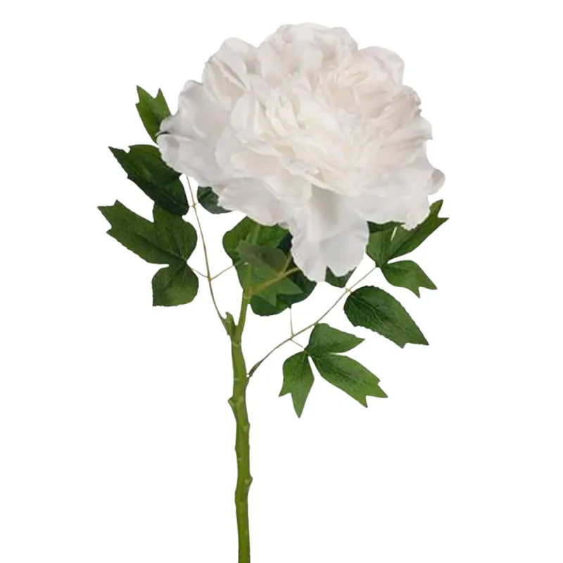 Faux peony stem in ivory, 61cm