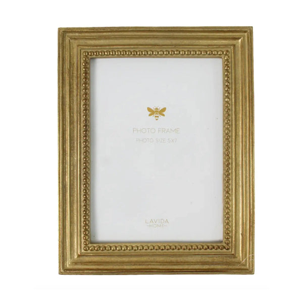 Marbella border photo frame in antique gold, 5x7 inch