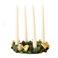 Thumbnail for Pinecone and gold bow taper candle rings, set of 2