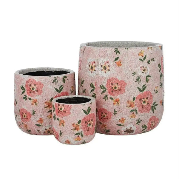 Pink Poppy Ceramic Pot - Large-garden-pot-House-of-Dudley