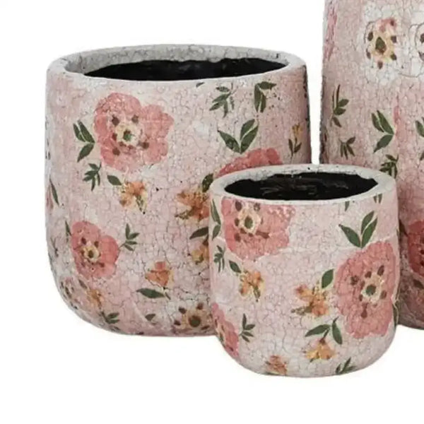 Pink Poppy Ceramic Pot - Medium-garden-pot-House-of-Dudley