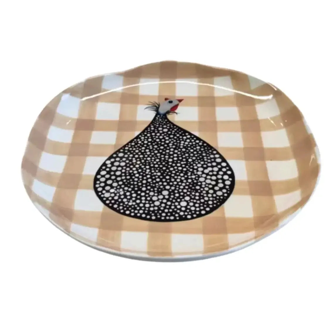 Plate Guinea Fowl Beige Gingham – High quality House of Dudley homewares