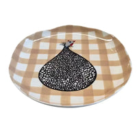 Thumbnail for Plate Guinea Fowl Beige Gingham – High quality House of Dudley homewares