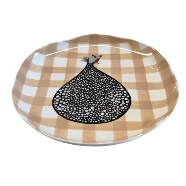 Plate Guinea Fowl Beige Gingham – High quality House of Dudley homewares