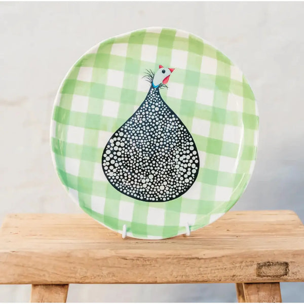 Plate Guinea Fowl Mint Green Gingham – High quality House of Dudley homewares