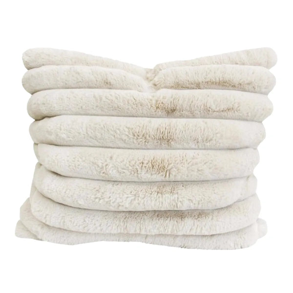 Puffer Faux Fur Cushion in Hampton Cream from House of Dudley