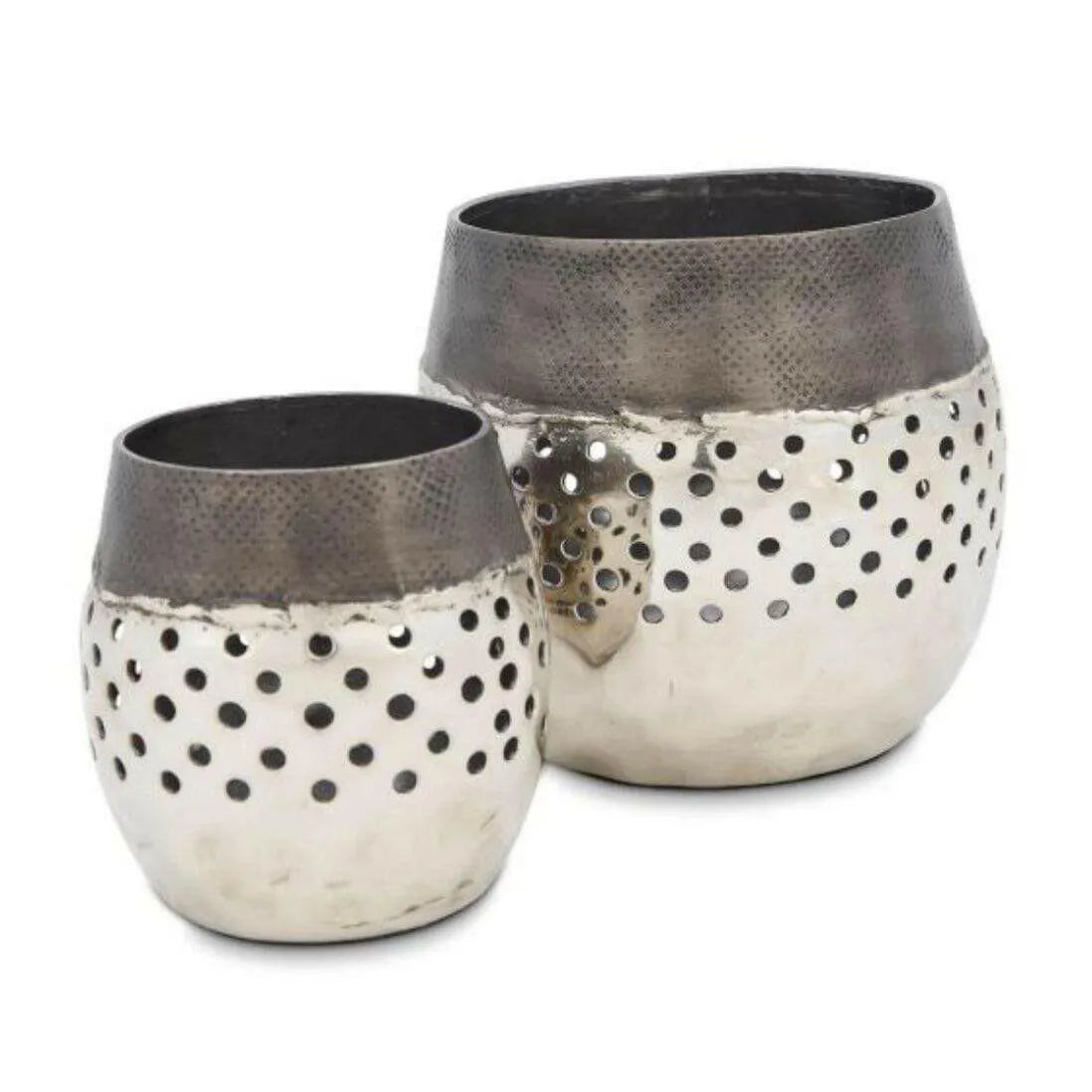 Set of 2 Aluminium Round Votives with Holes – High quality House of Dudley homewares