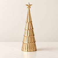 Thumbnail for Gold aluminium Sparkle Christmas tree sculpture with star topper, large 42cm
