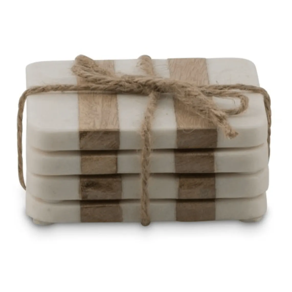 Striped Wood and Marble Coaster Set - Square – High quality House of Dudley homewares