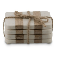 Thumbnail for Striped Wood and Marble Coaster Set - Square – High quality House of Dudley homewares