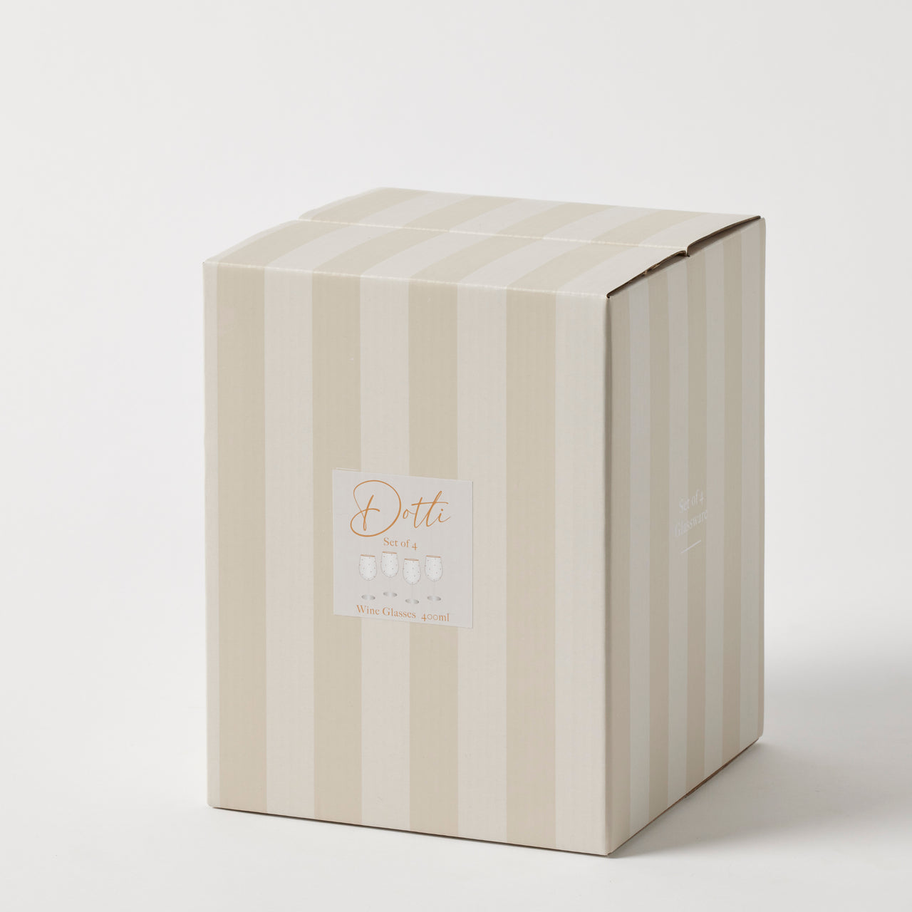 Dotti Wine Glasses set of four, alternate view with printed gift box | House of Dudley
