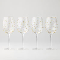 Thumbnail for Dotti Wine Glasses, set of four 400ml glasses with raised gold dots and gold rims | House of Dudley