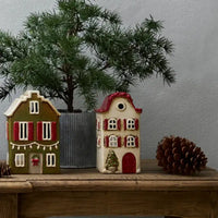 Thumbnail for Tea Light Christmas Stone Villa with Red Shutters