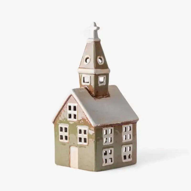 Tea Light Church Olive Green