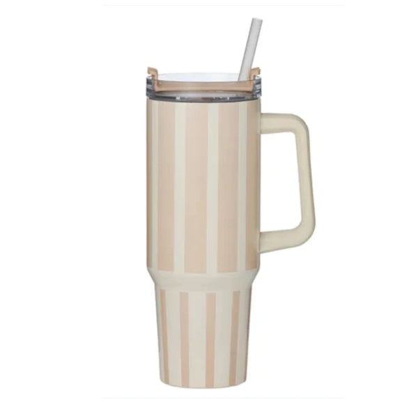 Vertice Stripe Insulated Mug 1.2L – Pink