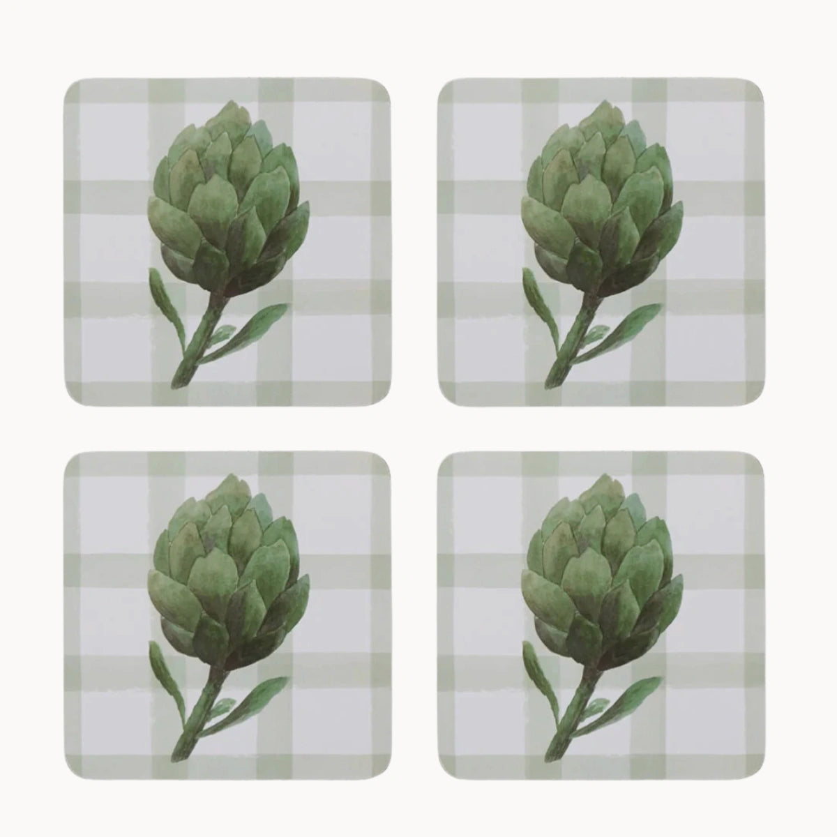 Artichoke Square Coasters Set of 4