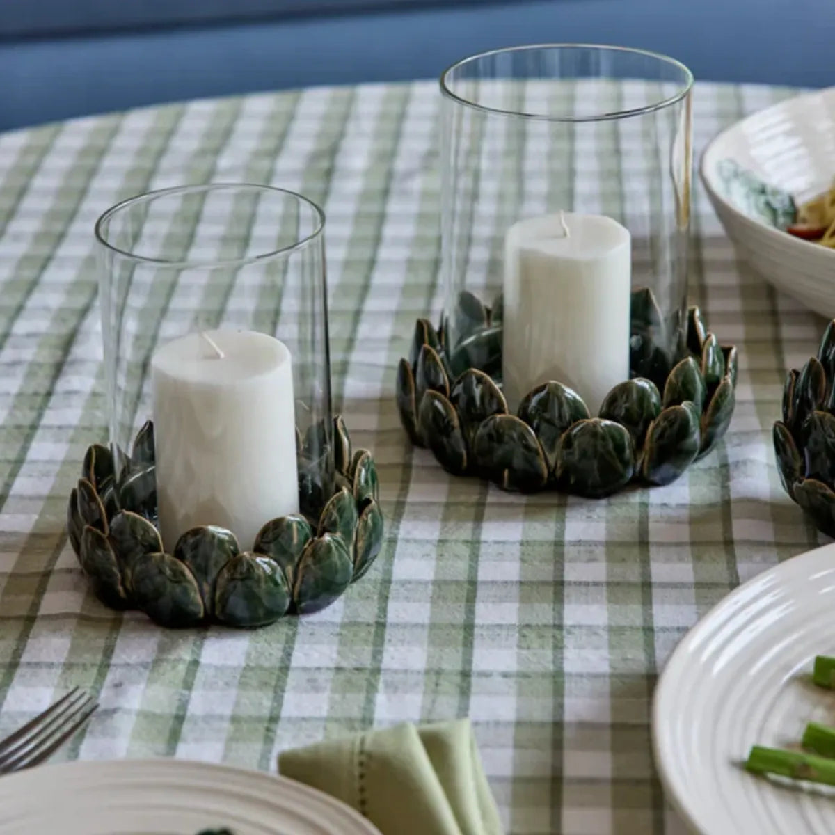 Artichoke Ceramic Hurricane Vase – Dark Green from House of Dudley