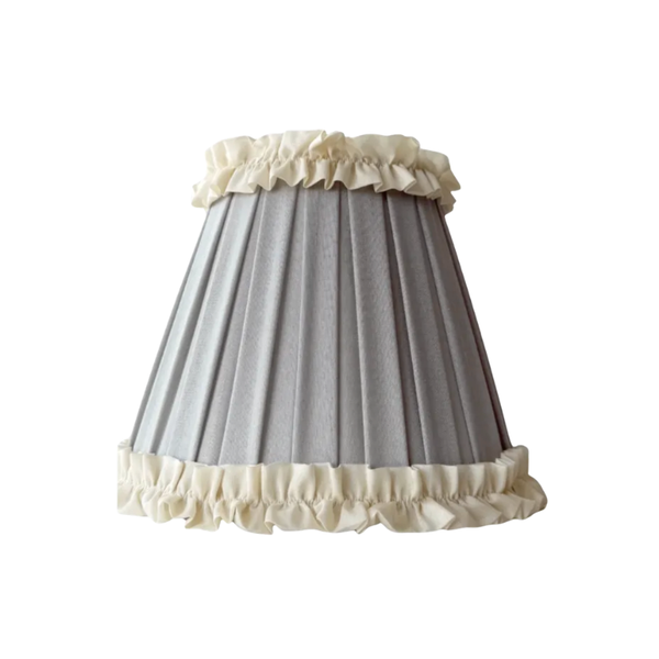 Audrey grey cream ruffle lamp shade
