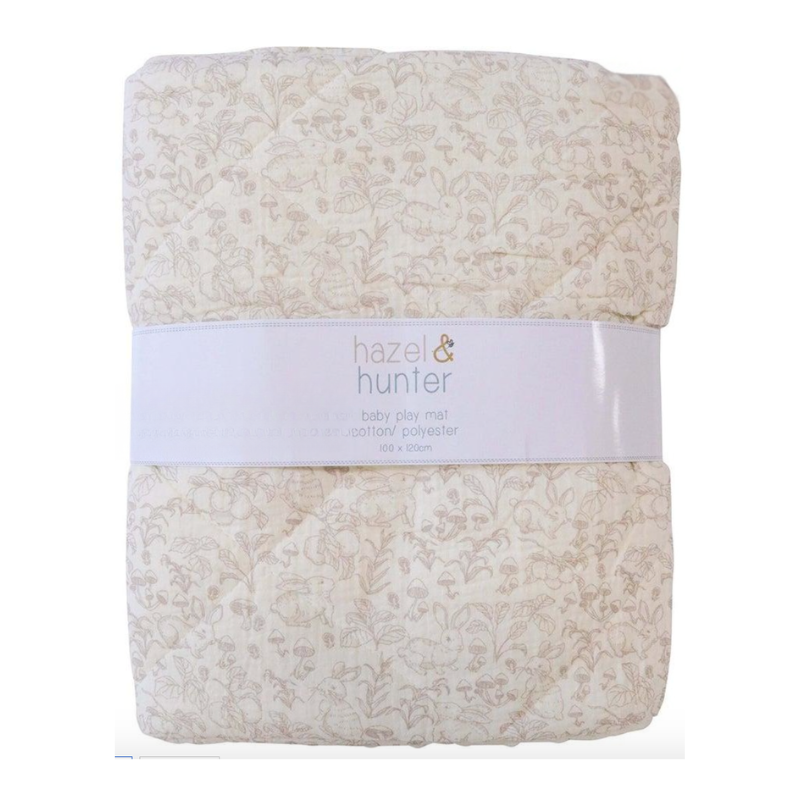 Rabbits quilted baby play mat 100x120cm cotton nursery mat for tummy time