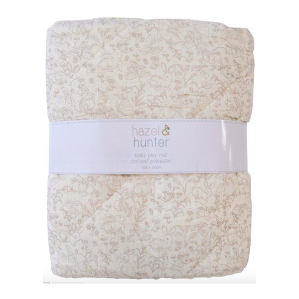 Rabbits quilted baby play mat 100x120cm cotton nursery mat for tummy time