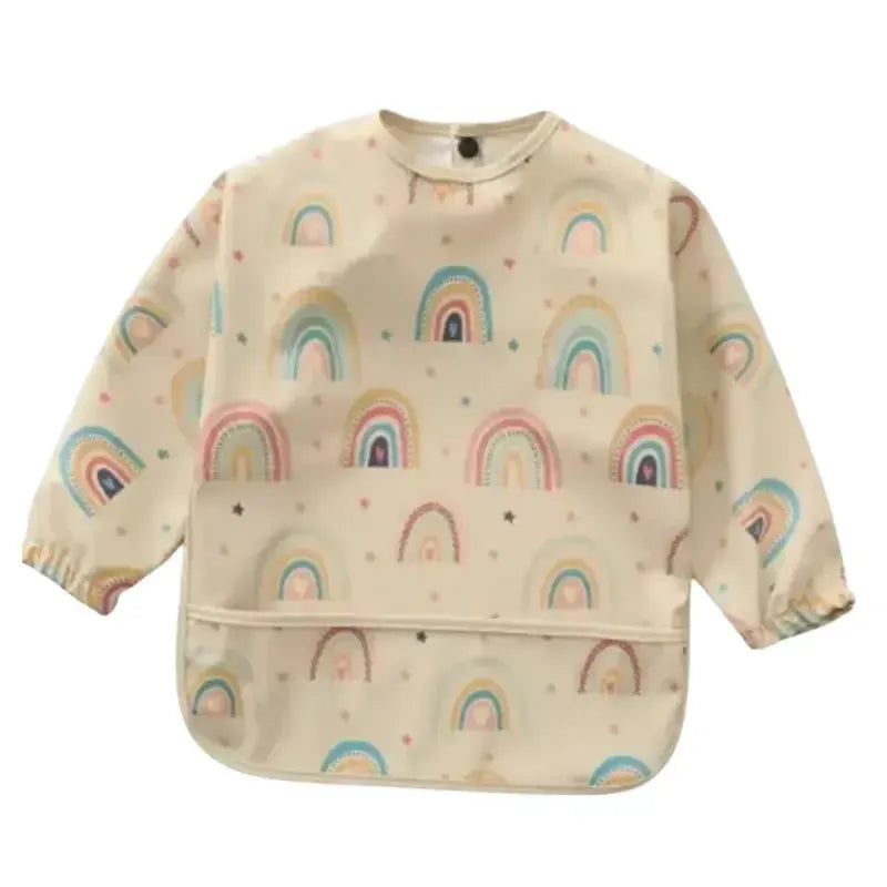 Baby Smock Bib - Beige Rainbow | House of Dudley